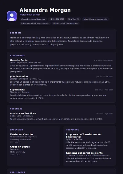 Plantilla de CV Nightshift