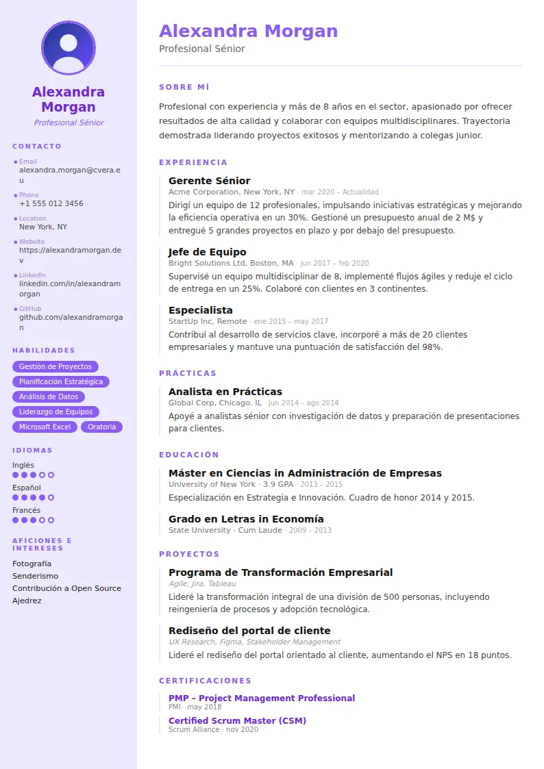 Plantilla de CV Pastel