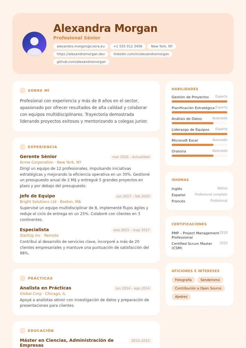 Plantilla de CV Peach