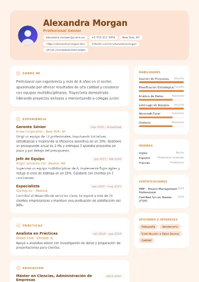Plantilla de CV Peach