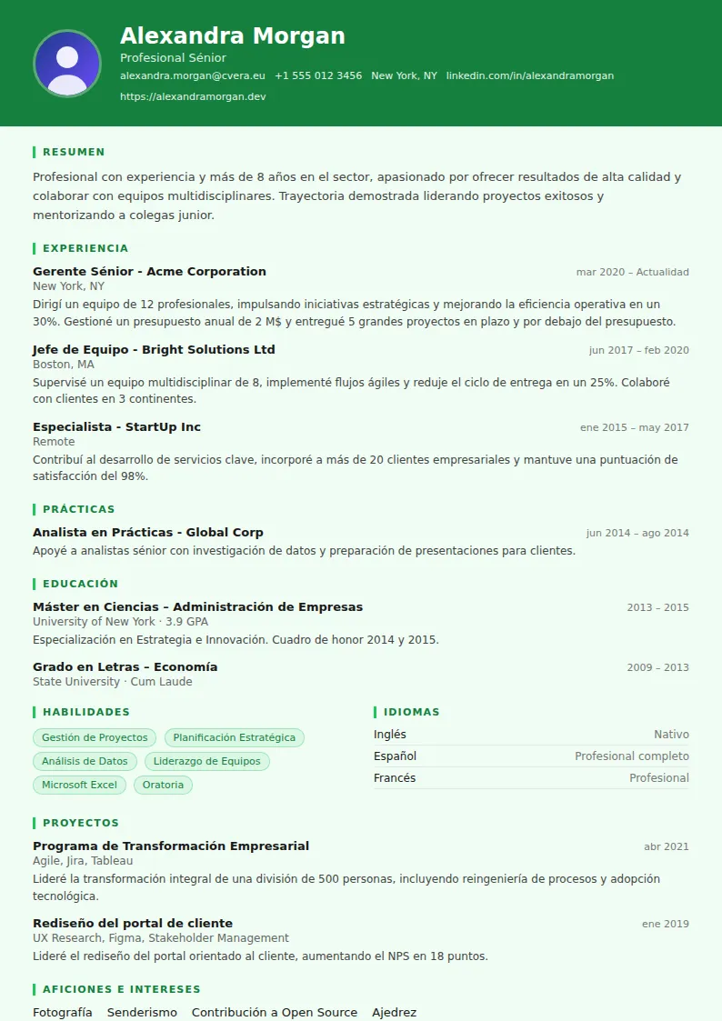 Plantilla de CV Pharmacist