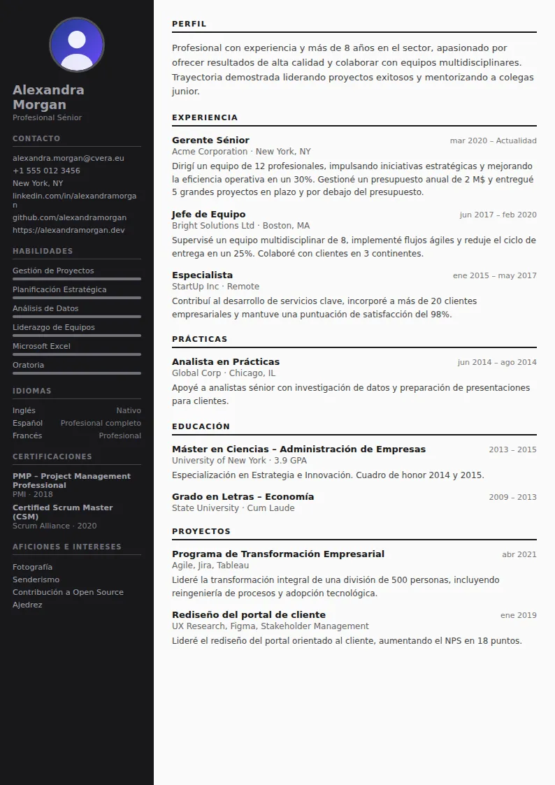 Plantilla de CV Photographer