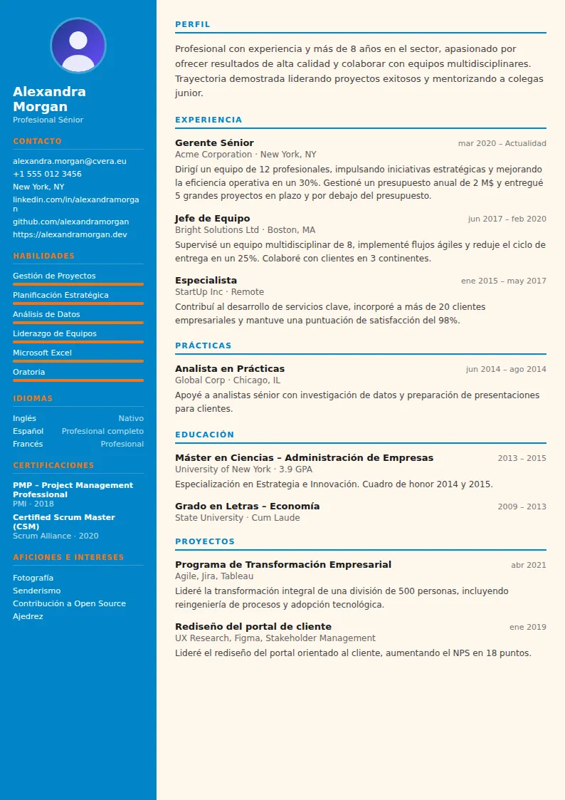 Plantilla de CV Physiotherapist