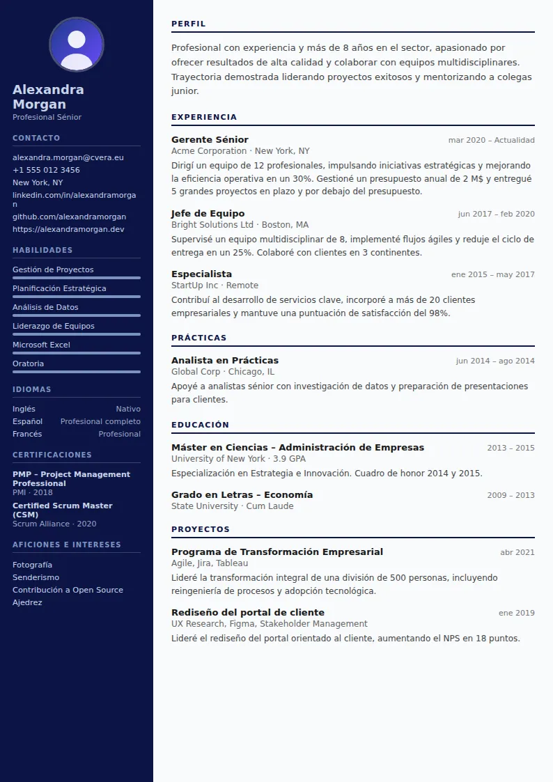 Plantilla de CV Pilot