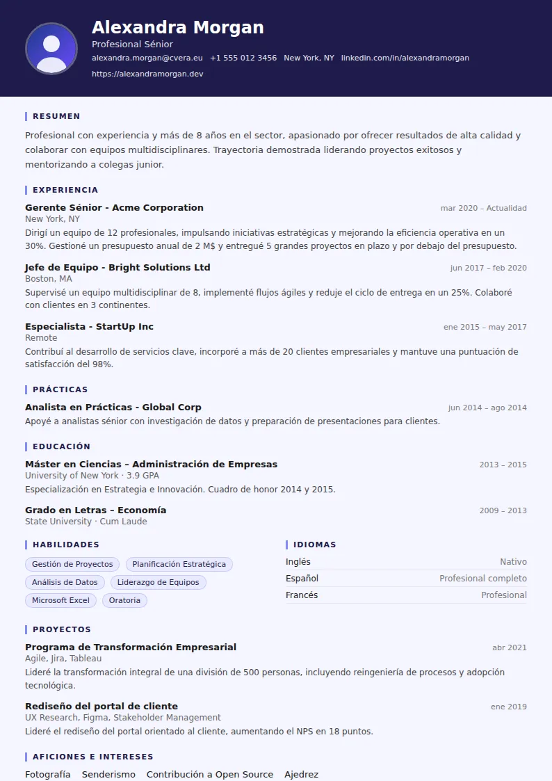 Plantilla de CV Professor