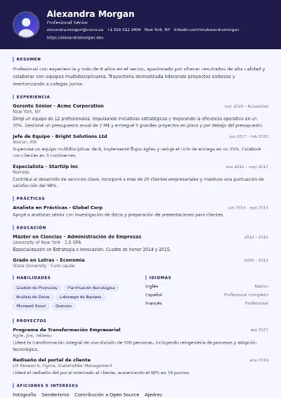 Plantilla de CV Professor