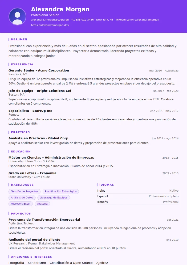 Plantilla de CV Psychologist