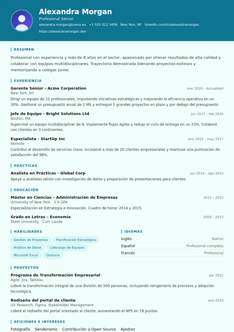 Plantilla de CV Scientist
