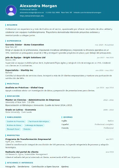 Plantilla de CV Scientist