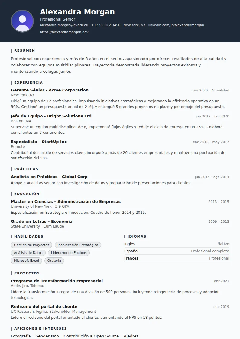 Plantilla de CV Security Guard