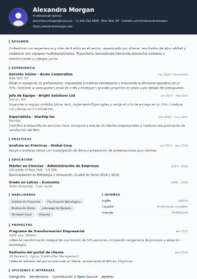 Plantilla de CV Security Guard