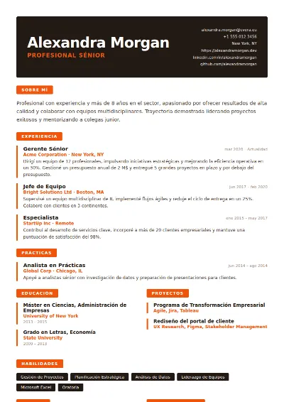 Plantilla de CV Tangerine