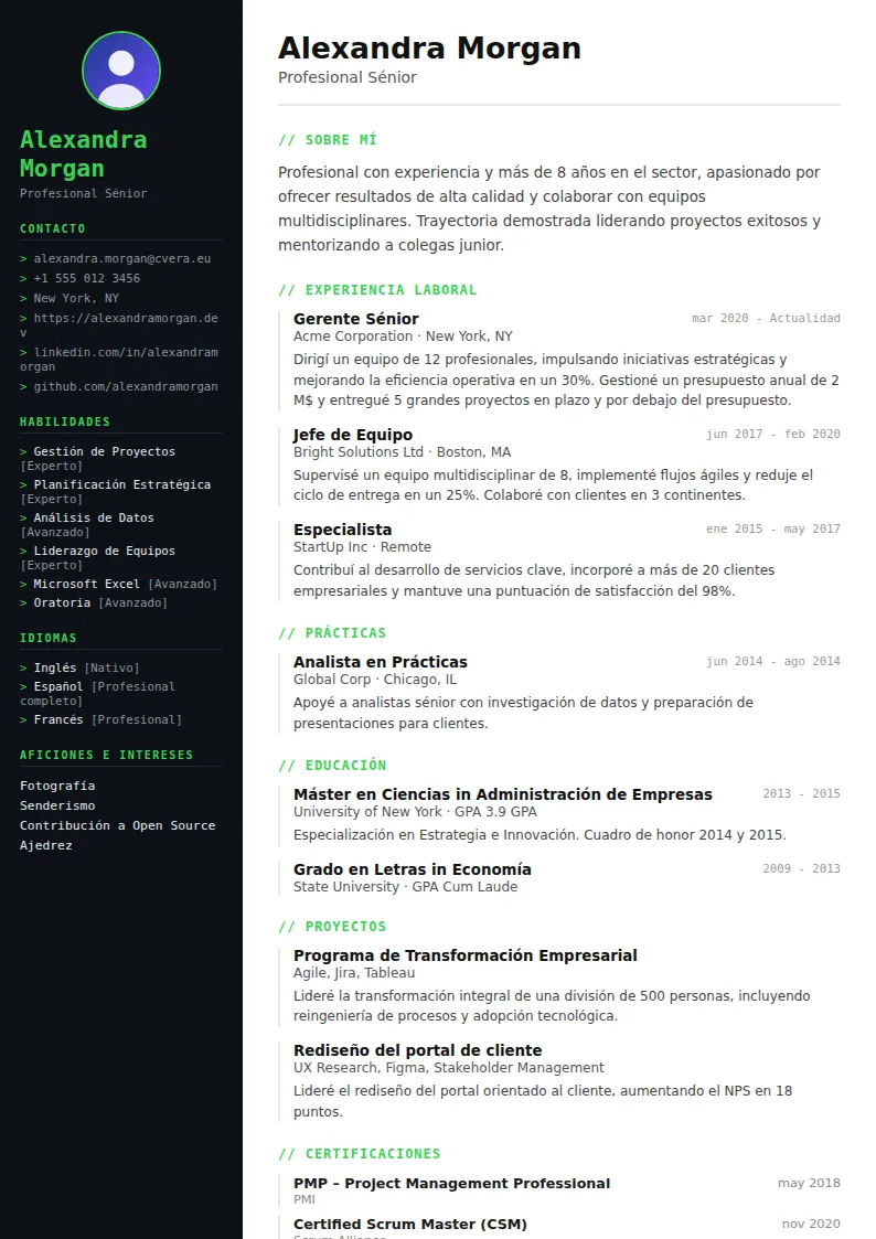 Plantilla de CV Tech