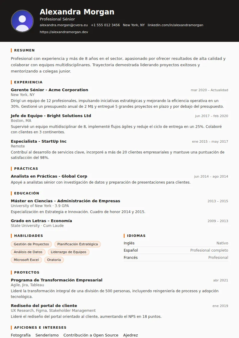 Plantilla de CV Truck Driver