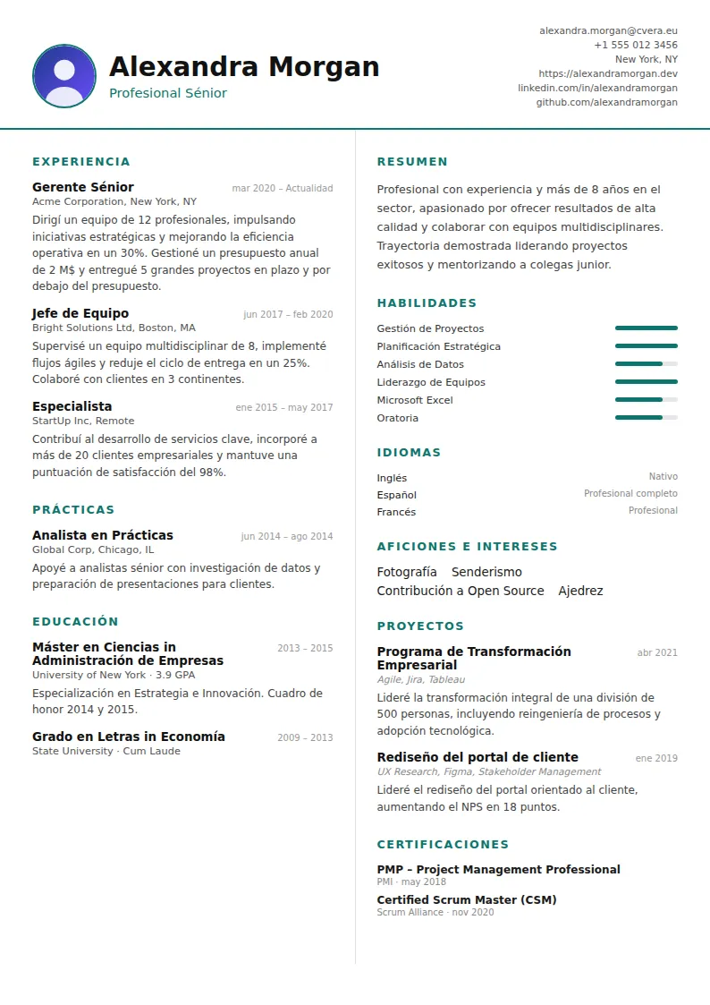 Plantilla de CV Two Column
