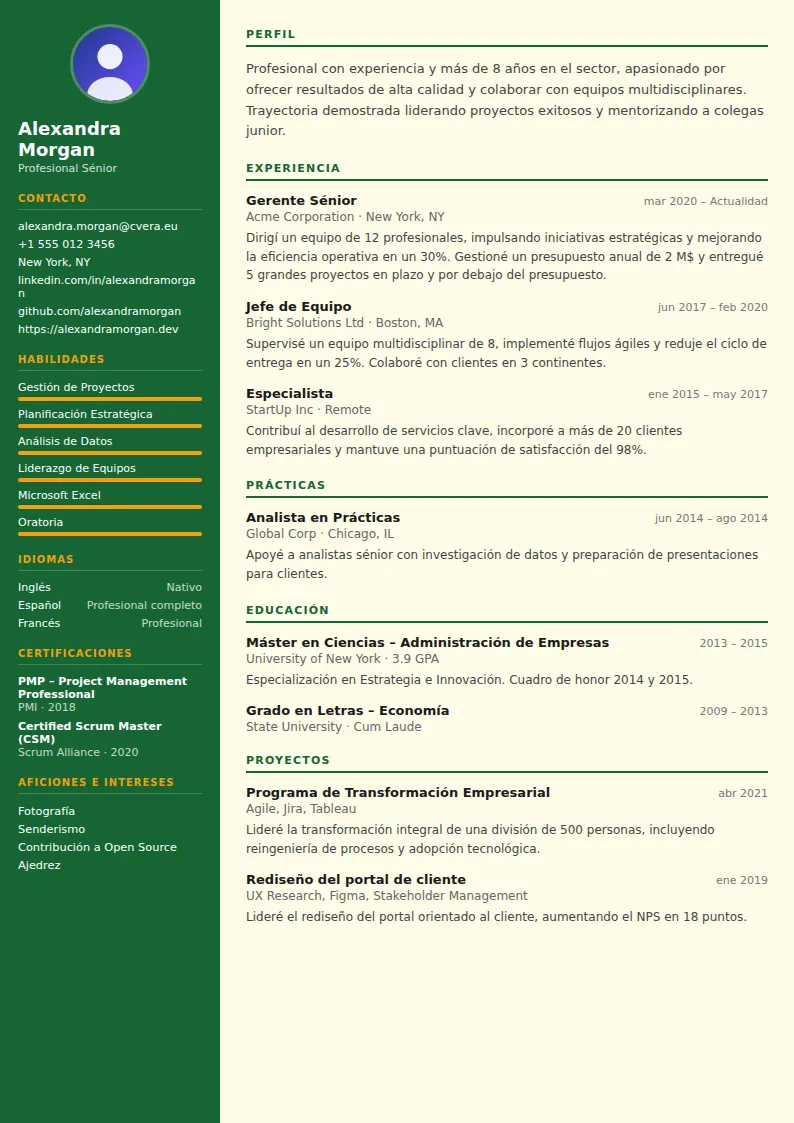 Plantilla de CV Veterinarian