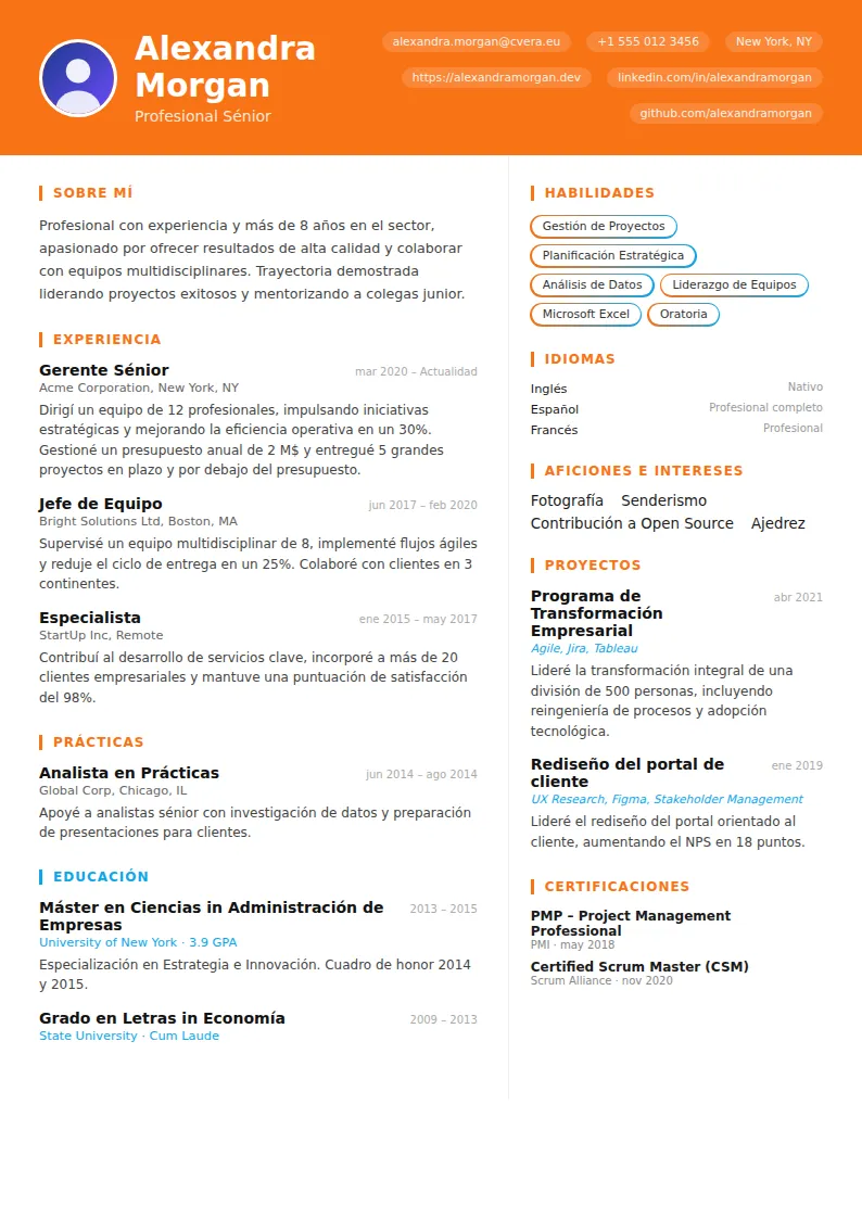 Plantilla de CV Vibrant