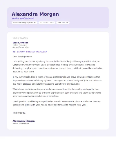 Modèle de lettre de motivation Lilac