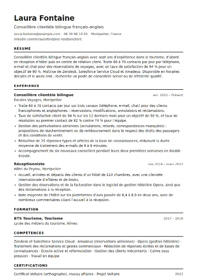 Exemple de CV conseiller clientèle