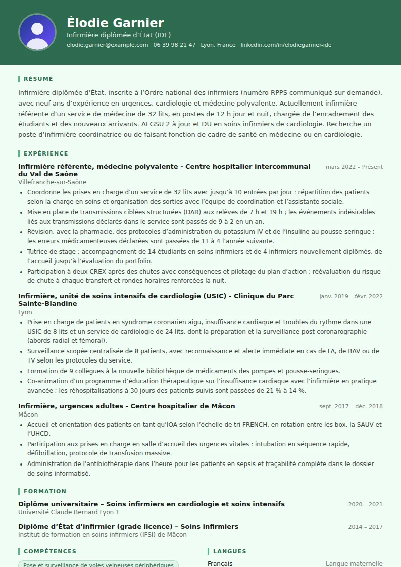 Exemple de CV infirmier