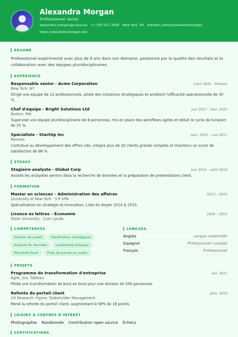 Modèle de CV Athlete
