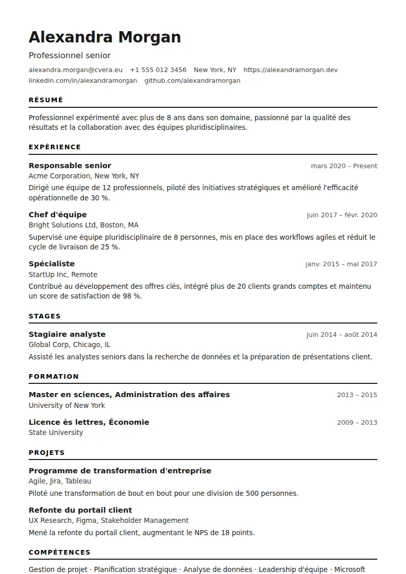 Modèle de CV ATS Modern