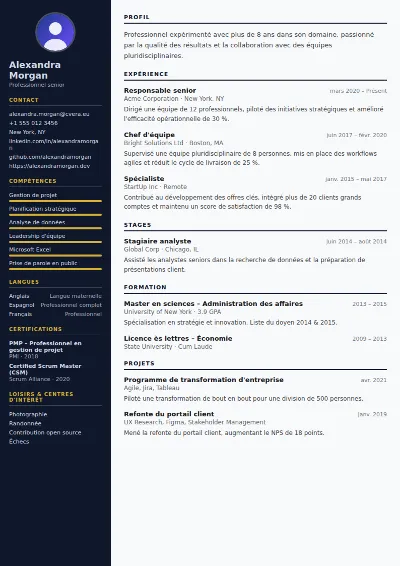 Modèle de CV Banker