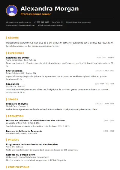 Modèle de CV Bold