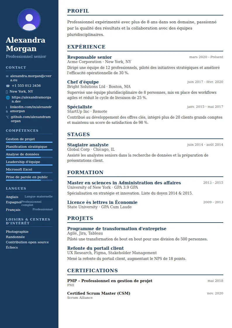 Modèle de CV Classic