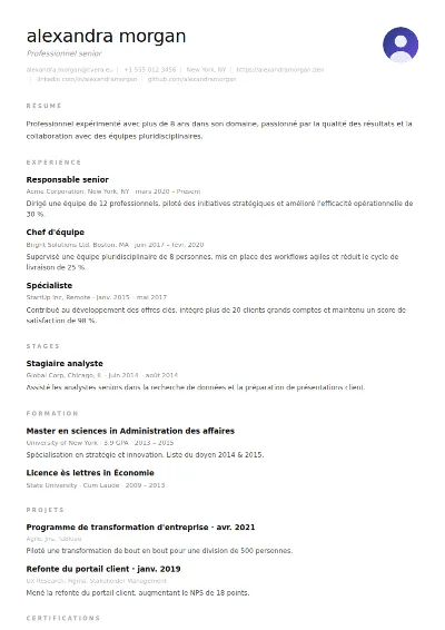 Modèle de CV Clean
