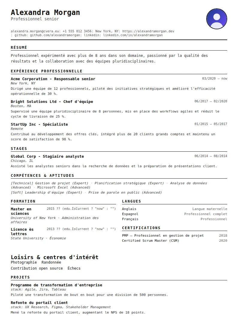 Modèle de CV Compact