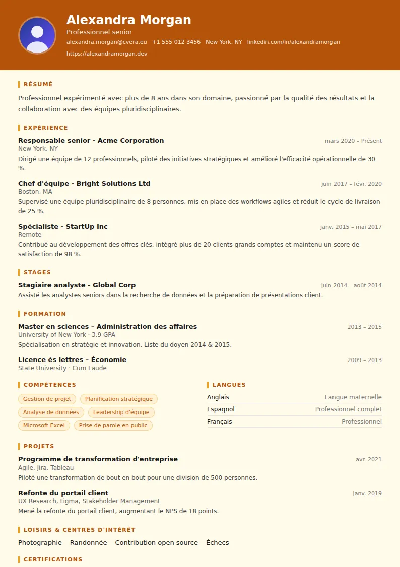 Modèle de CV Construction