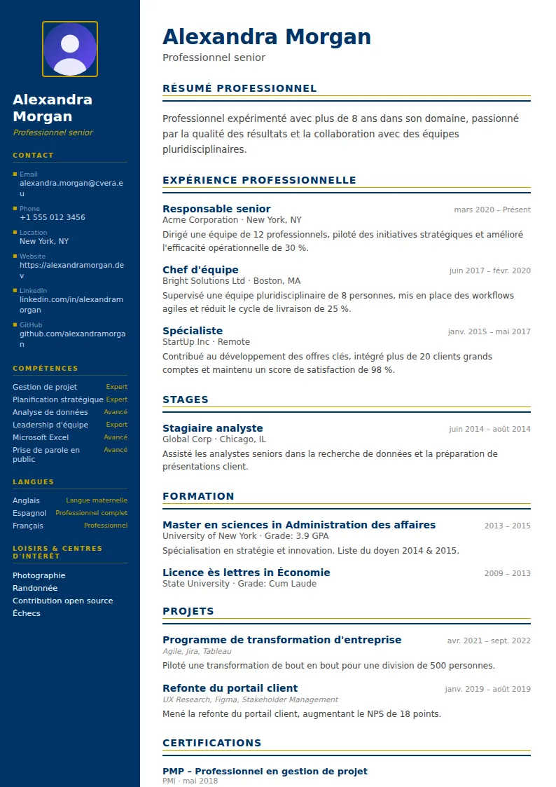 Modèle de CV Corporate