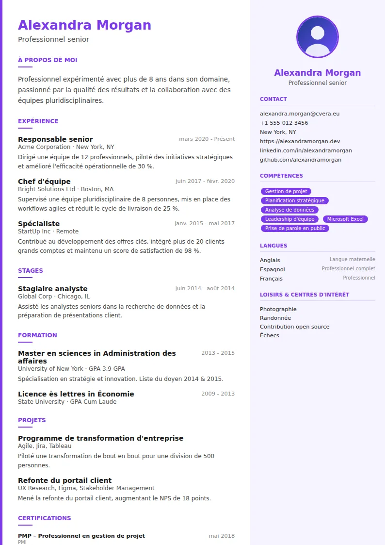Modèle de CV Creative