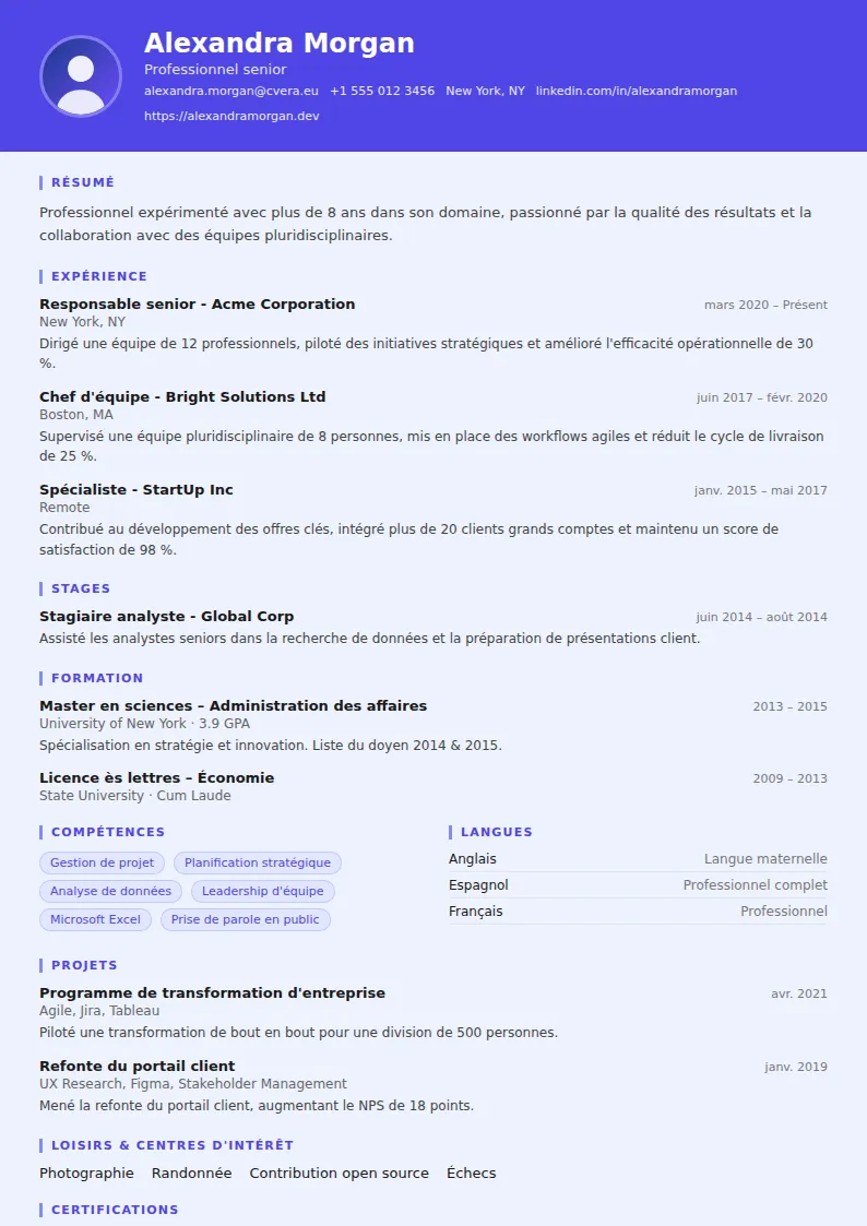 Modèle de CV Data Scientist