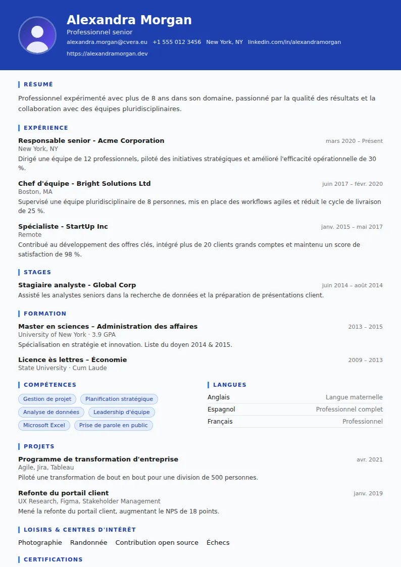Modèle de CV Driver