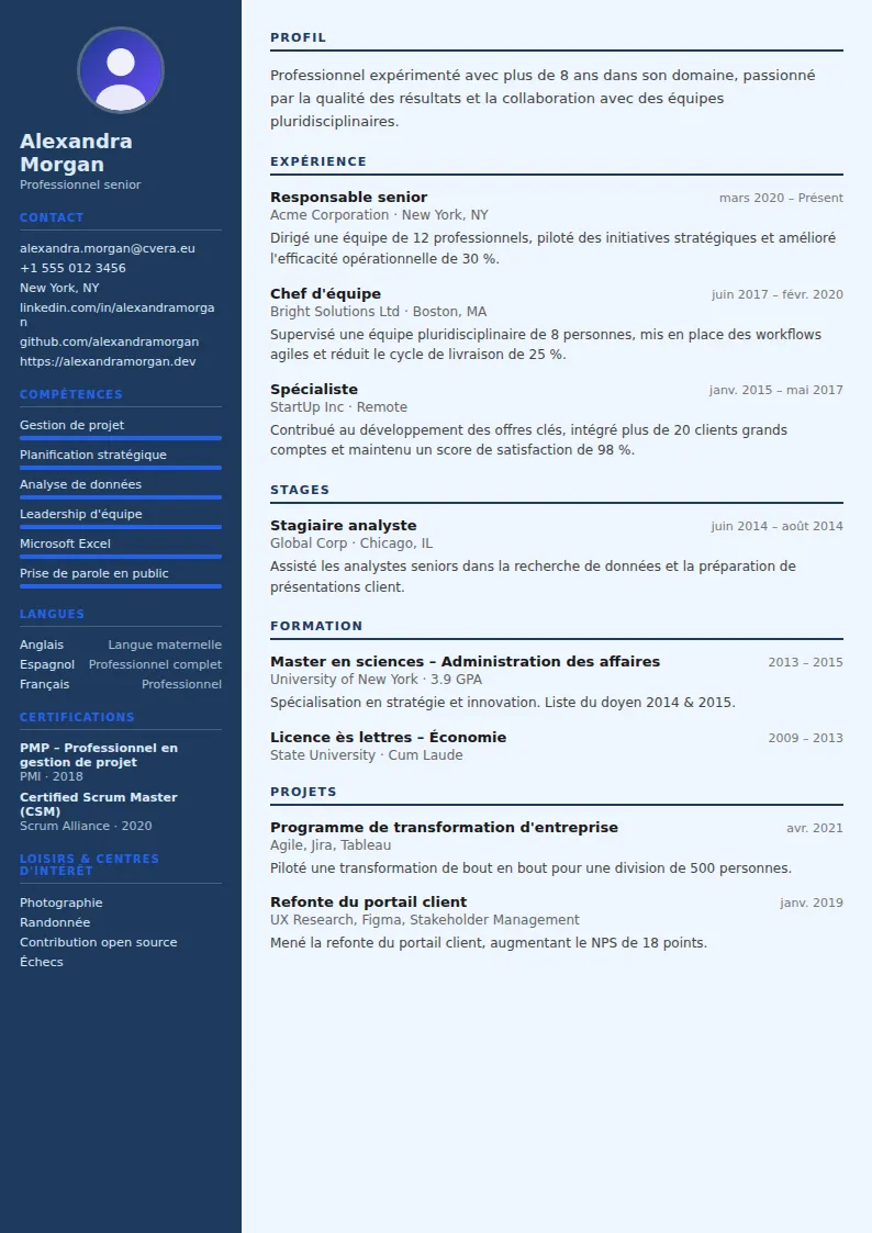 Modèle de CV Economist
