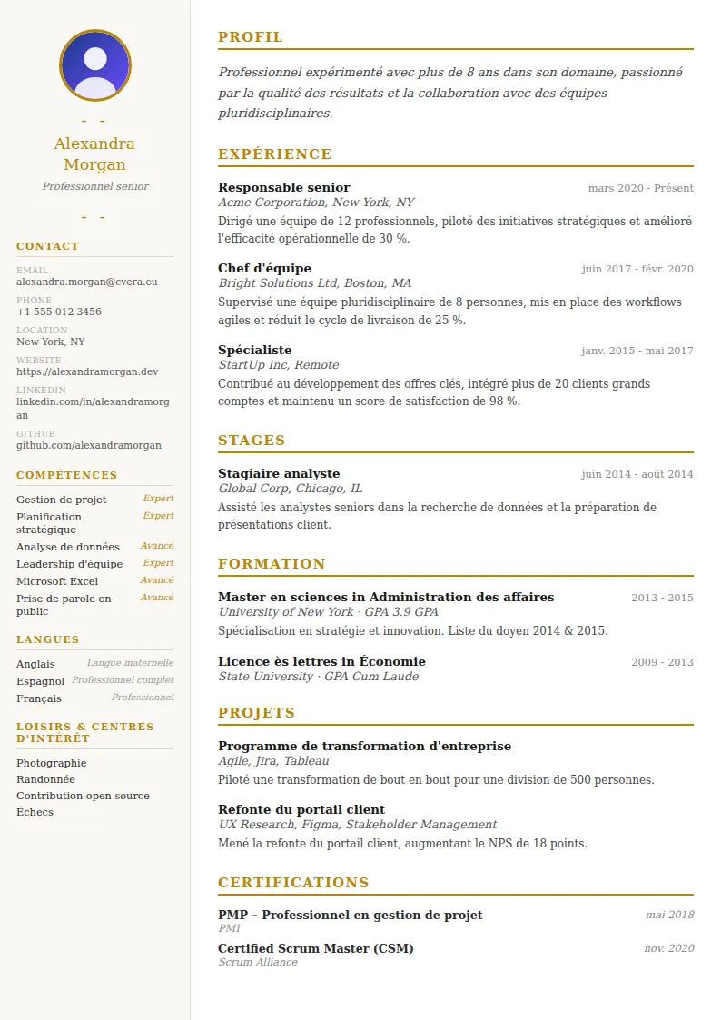 Modèle de CV Elegant