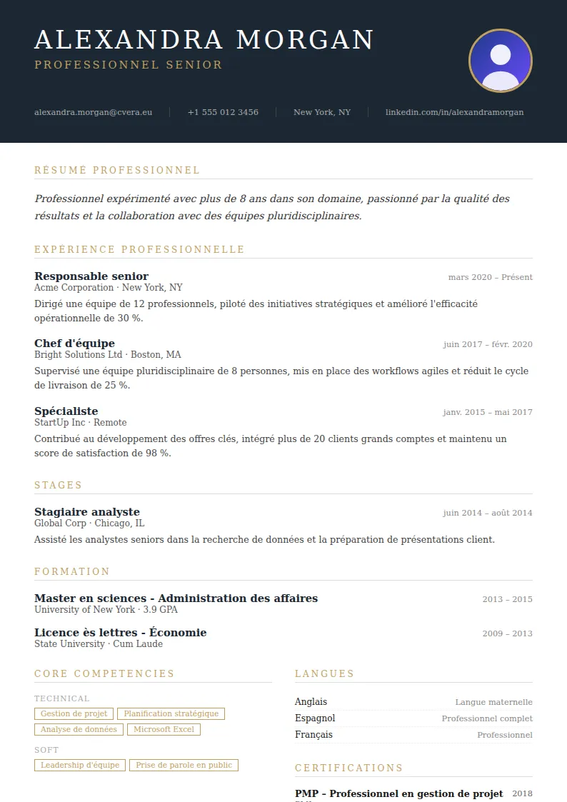 Modèle de CV Executive