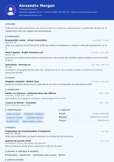 Modèle de CV Financial Analyst