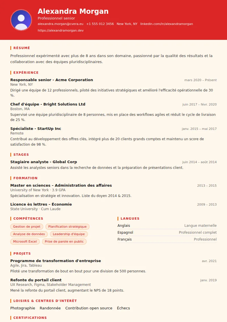 Modèle de CV Firefighter