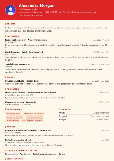 Modèle de CV Firefighter