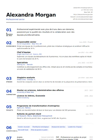Modèle de CV Index