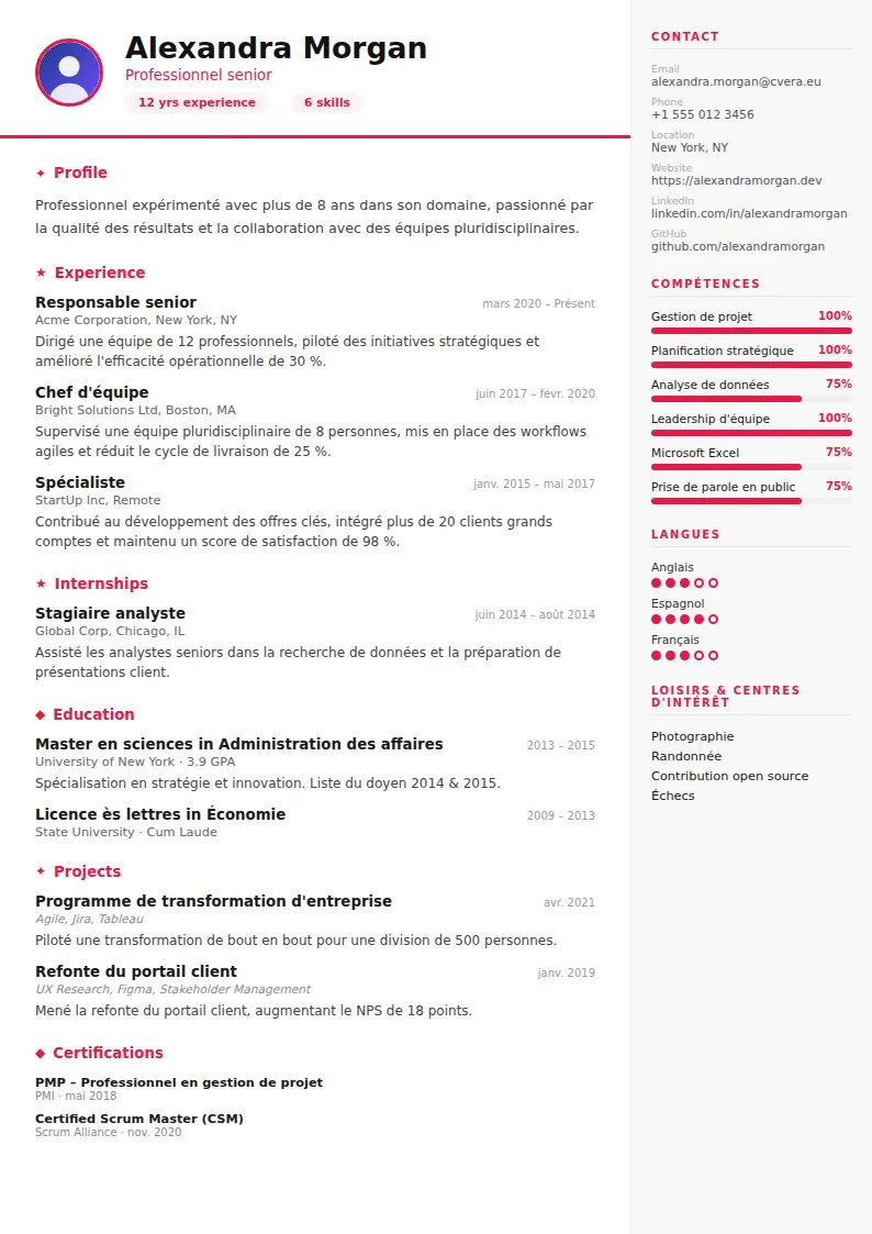 Modèle de CV Infographic