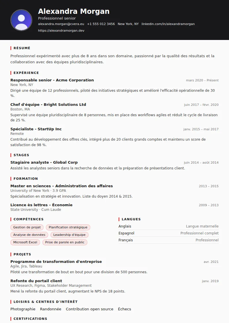 Modèle de CV Journalist