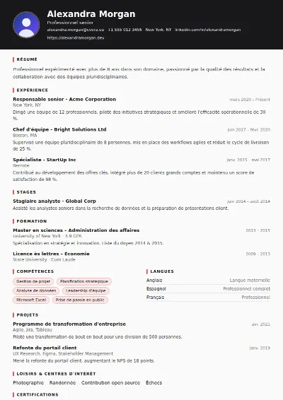 Modèle de CV Journalist