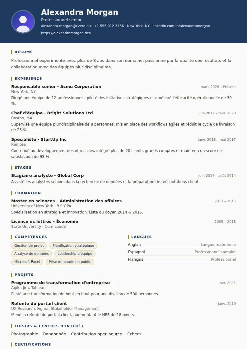 Modèle de CV Legal