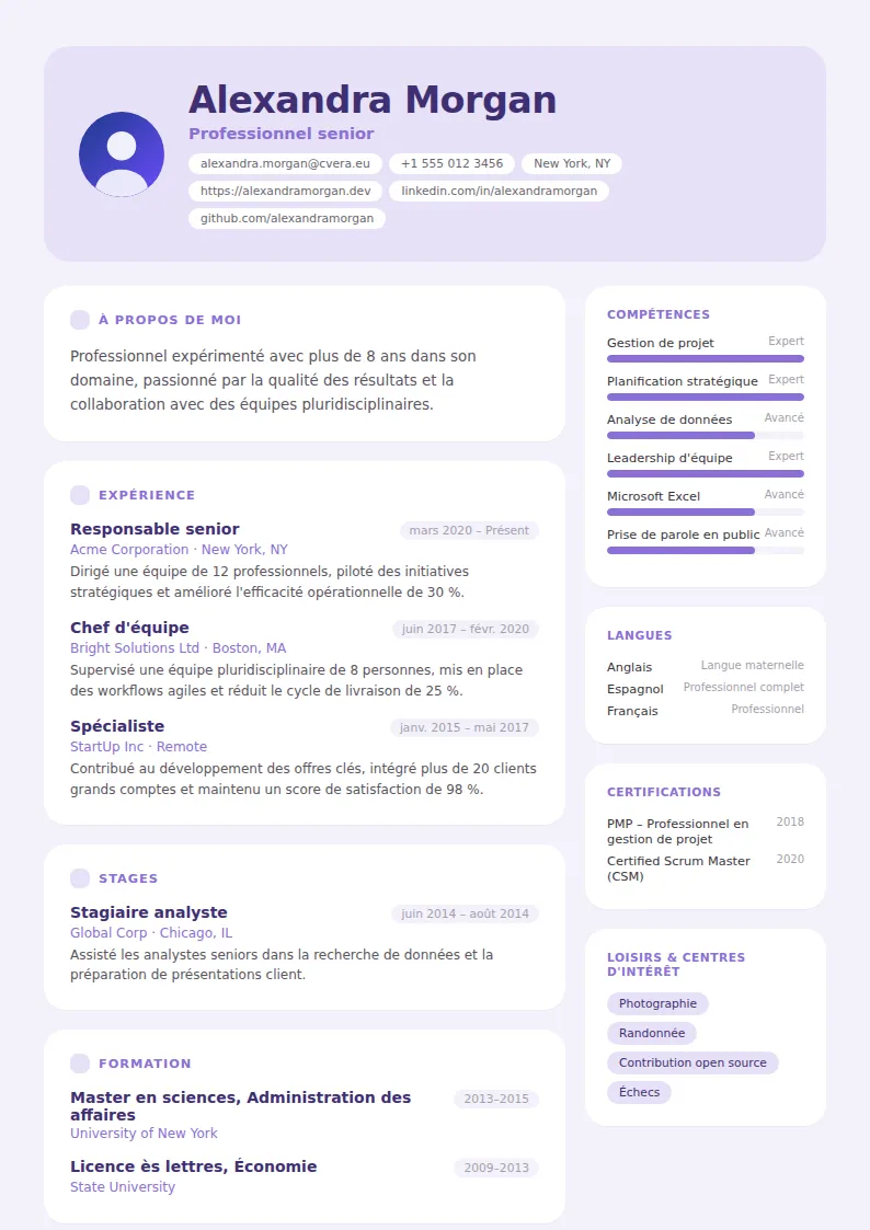 Modèle de CV Lilac