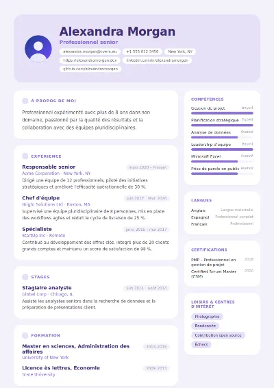 Modèle de CV Lilac