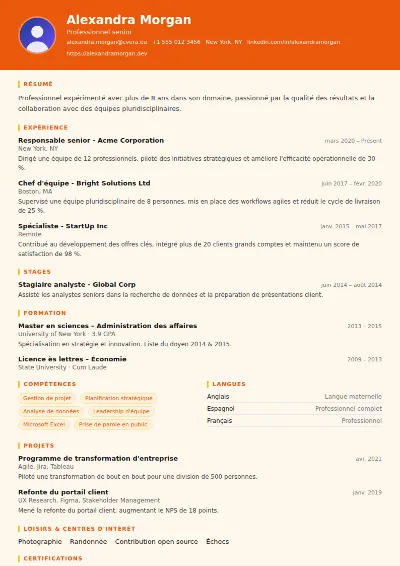 Modèle de CV Marketing